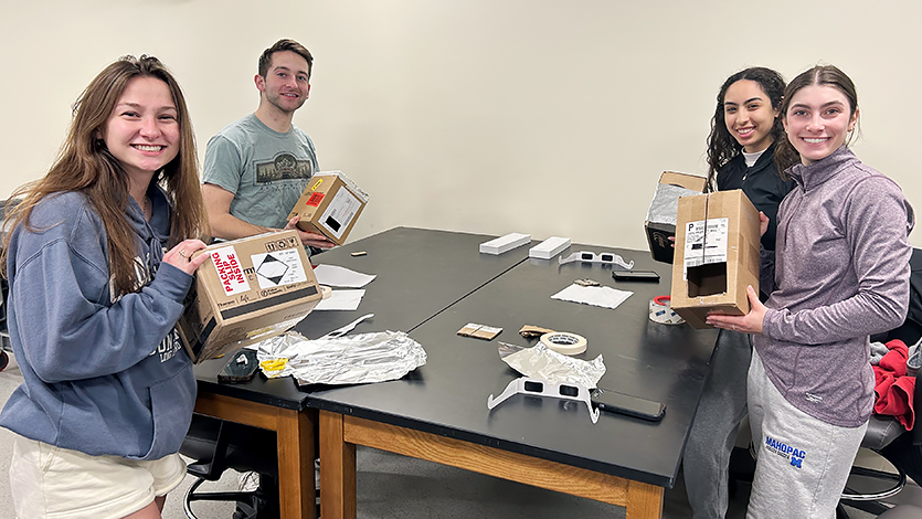 Image of Science students making camera obsuras in Donnelly Hall.