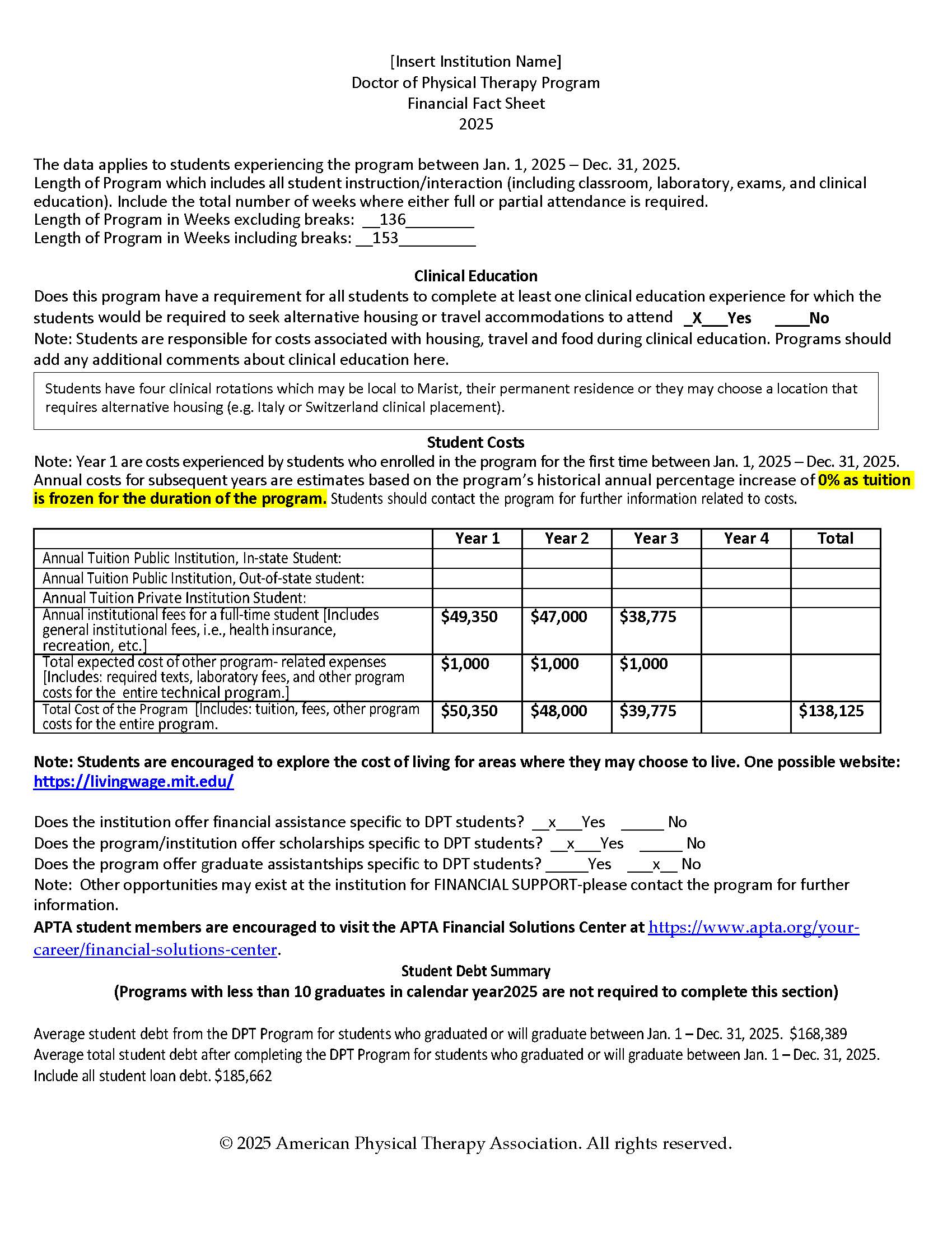 Image of DPT Financial Fact Sheet