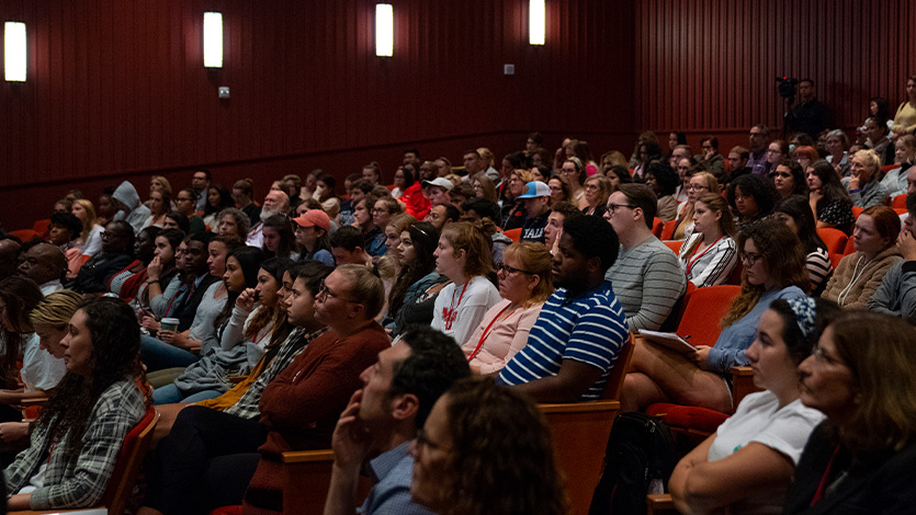 Image of audience members in the Nelly Goletti Theatre.