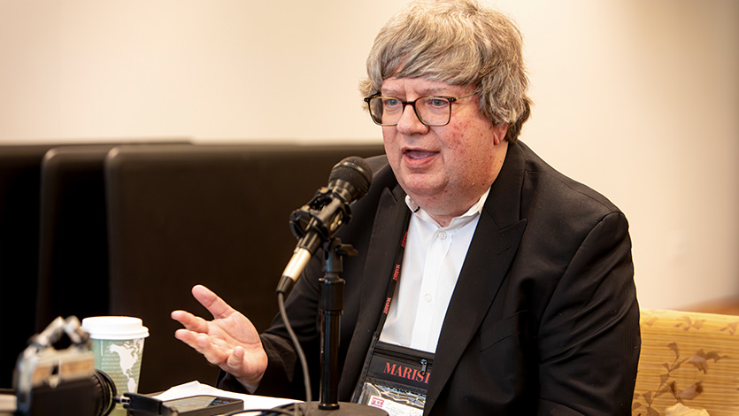 Image of Dr. Casimer DeCusatis producing the Cybersecurity Fox Den podcast.