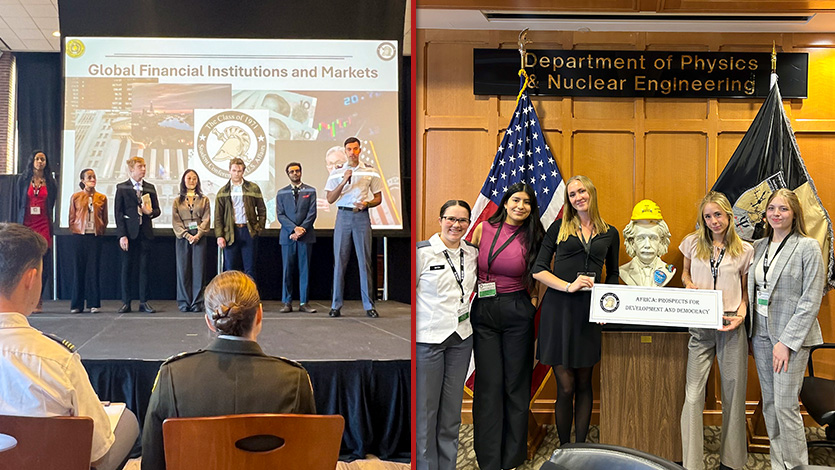 Image of Harrison Solomon’s group (left) and Suzie Kolmel’s group (right) at the SCUSA conference.