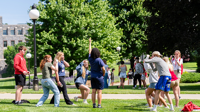 Image of Students playing a group game on the Green.