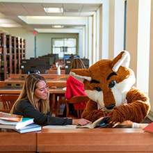An image of Frankie Fox and Marist student studying