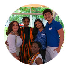 Image of international students at a campus event.