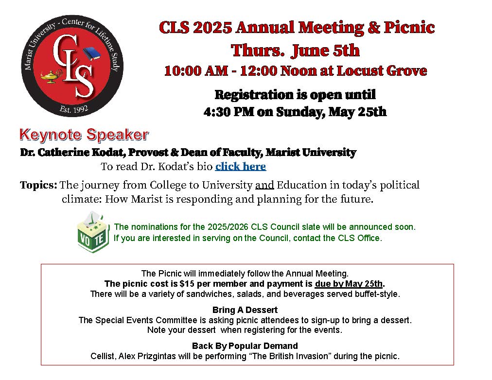 Flyer for the CLS Annual Meeting and Picnic