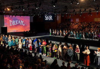 Image of fashion students at the annual Silver Needle Runway fashion show.