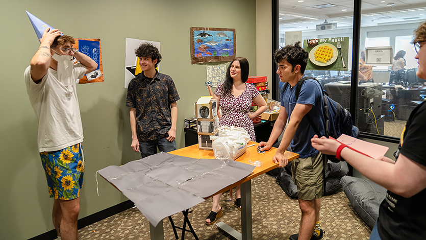 Image of Dr. Schrier's Game Design class in Lowell Thomas 