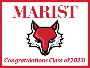 Yard sign reading "Marist: Congratulations Class of 2022!"