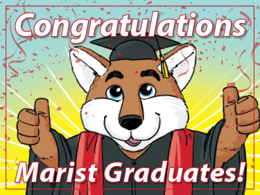 Yard sign reading "Congratulations Marist Graduates!"