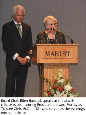 An image of Board Chair Ellen Hancock and Trustee Chris McCann at the event
