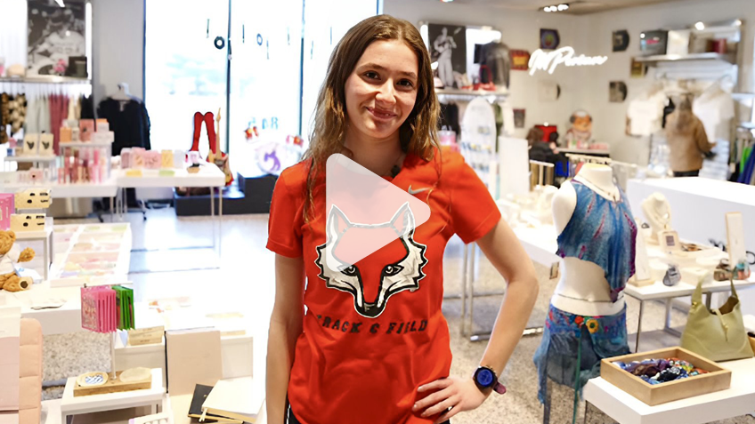 Image of Marist University student Sierra Fisher on a speed tour.