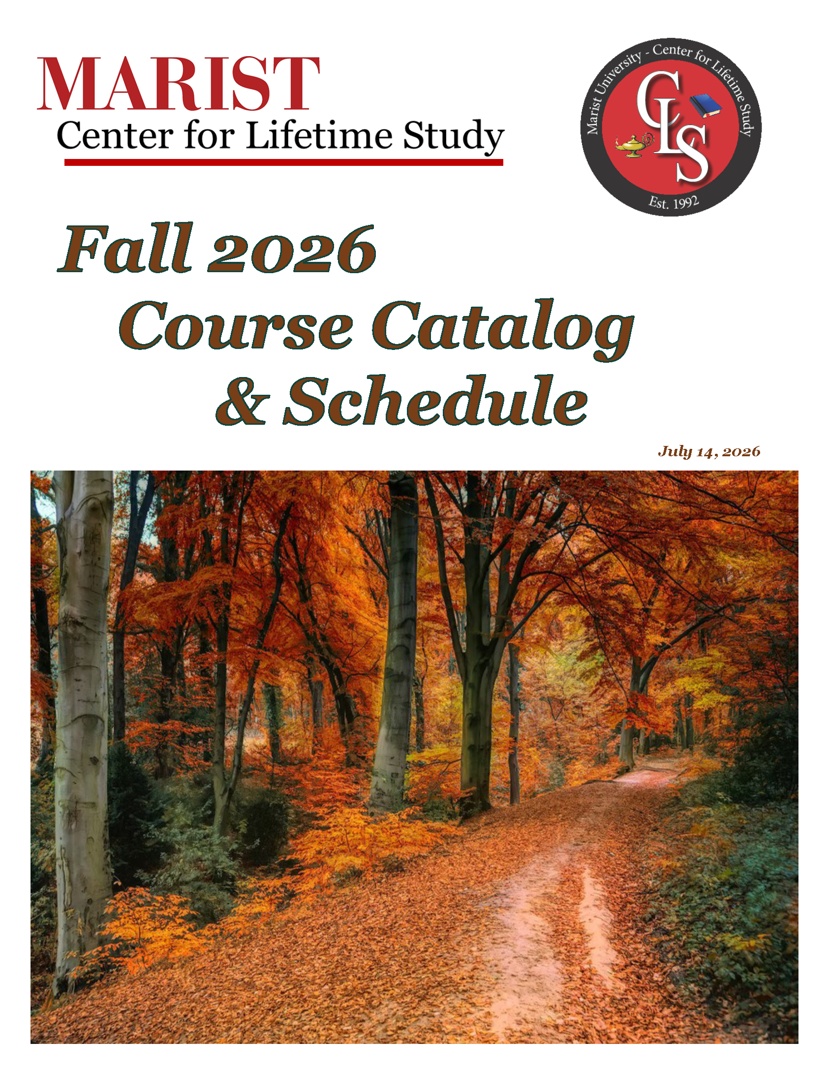 image of the cover for the CLS Fall 2026 course catalog