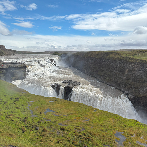 Image of Icelandic waterfall, taken by Kyra Campbell, Presidential Equity Fund recipient.