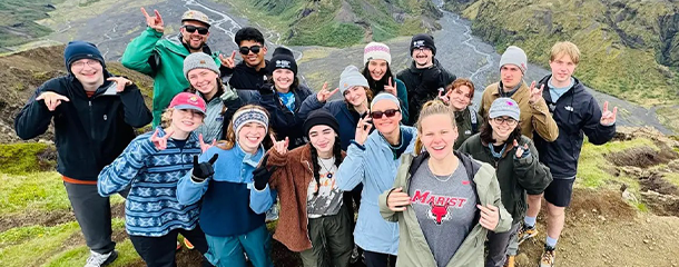 Image of Kyra Campbell, Presidential Equity Fund recipient, and Marist classmates.
