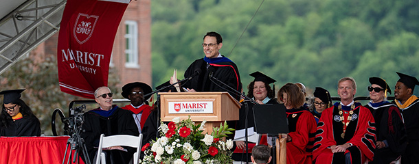 Marist University image: Steve Kornacki speeks to graduates at commencement.