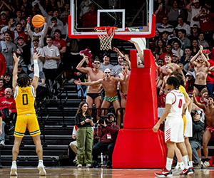 Marist University image: Basketball game being played in the McCann Center.