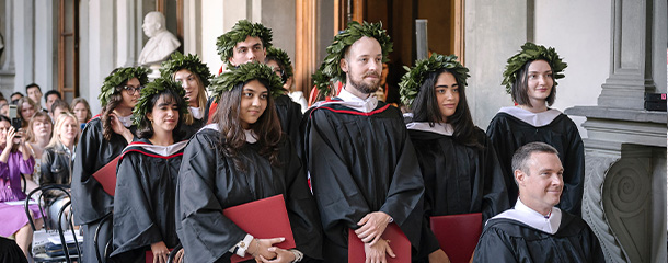 Marist University image: Florence commencement ceremony with students in their graduation garb.