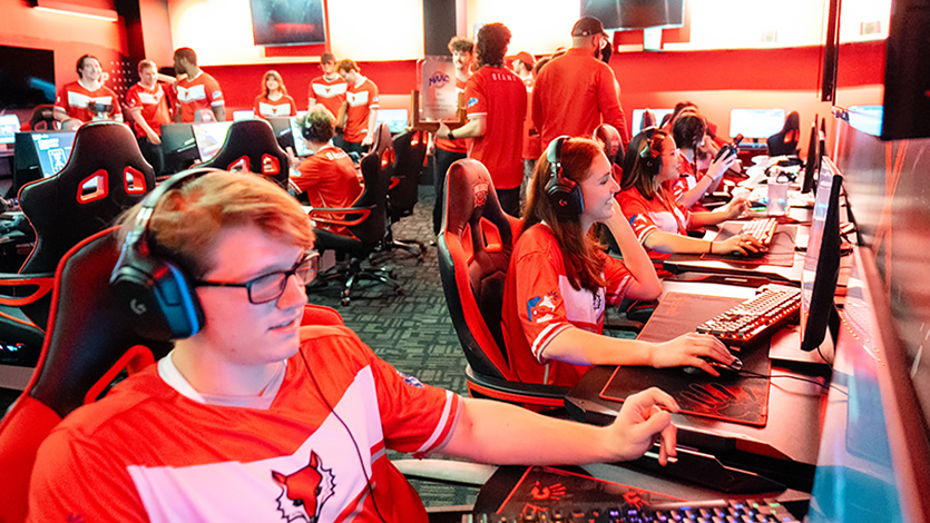 Image of Esports players in the new Esports Lab.
