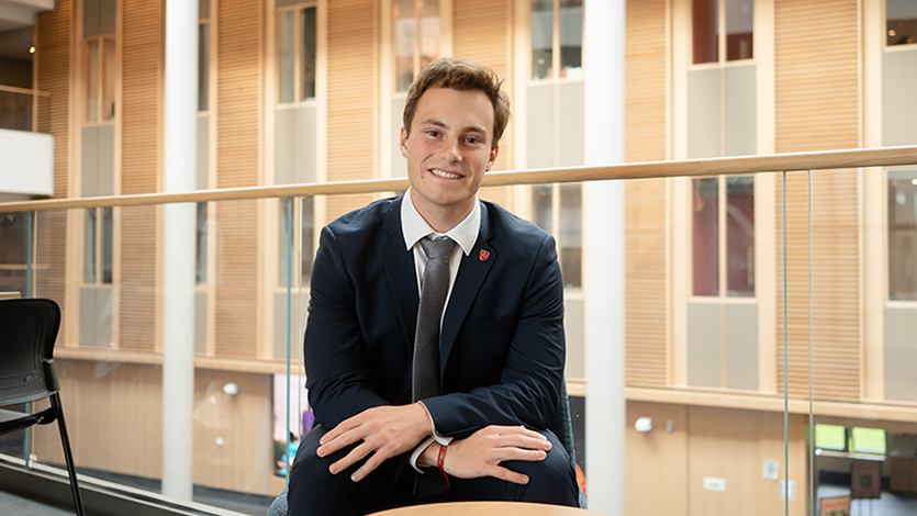 Image of Benjamin Cook ’26 will teach English in Taiwan as part of his Fulbright U.S. Student award. Photo by Nelson Echeverria/Marist University.