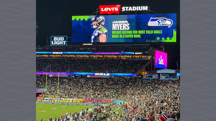 Marist University Image: A look inside Levi’s Stadium after Jason Myers broke the Super Bowl record for field goals. Photo by Amanda Hart.