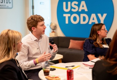 Image of Ben Leeds asking a question.