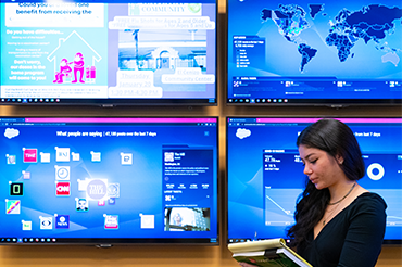 Image of students working in Marist University's Center for Social Media.