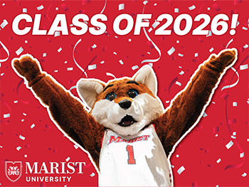Image of a yard sign reading Congratulations Class of 2026 with Frankie the Fox.