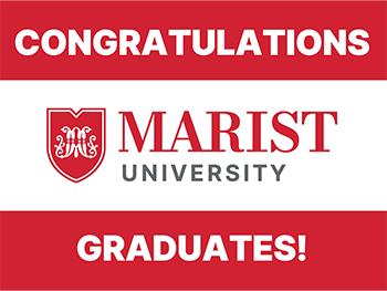Image of a yard sign reading Congratulations Marist University Graduates.