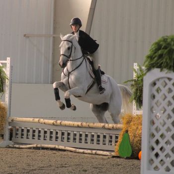 Image of Marist University's Equestrian member at competition.