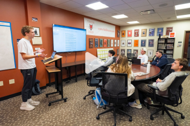 Image of students working in Marist University's Center for Sports Communication