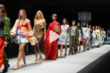 Image of models walking in Marist University's Silver Needle Runway fashion show.