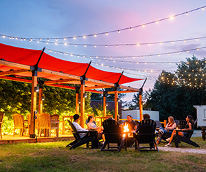 Image of Marist University's new outdoor dining area, The Yard at Steel Plant.