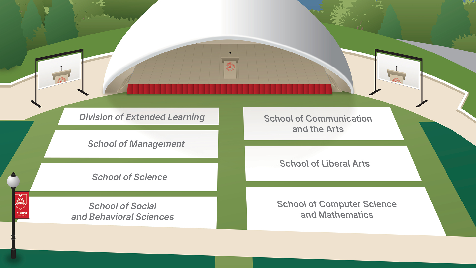 Image of the seating locations for graduates for 2026 Undergraduate Commencement ceremony.