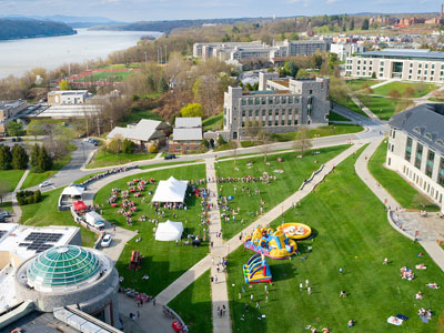 Image of a Marist University campus green during a spring event.