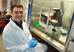 Image of Marist University student Jonathan Palmiero conducting research.