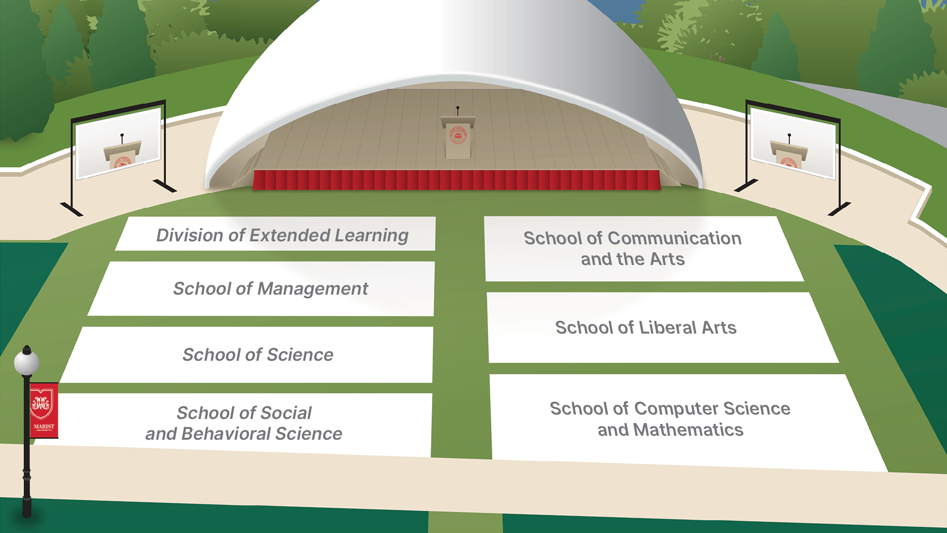 Image of the seating locations for graduates for 2026 Undergraduate Commencement ceremony.
