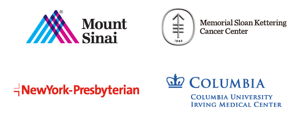 Logos of medical technology post-graduate destinations: Mount Sinai, Memorial Sloan Kettering Cancer Center, New York Presbyterian, Columbia University Irving Medical Center