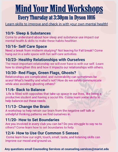 Image of "Mind Your Mind" flyer.