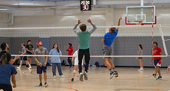image of students playing volleyball