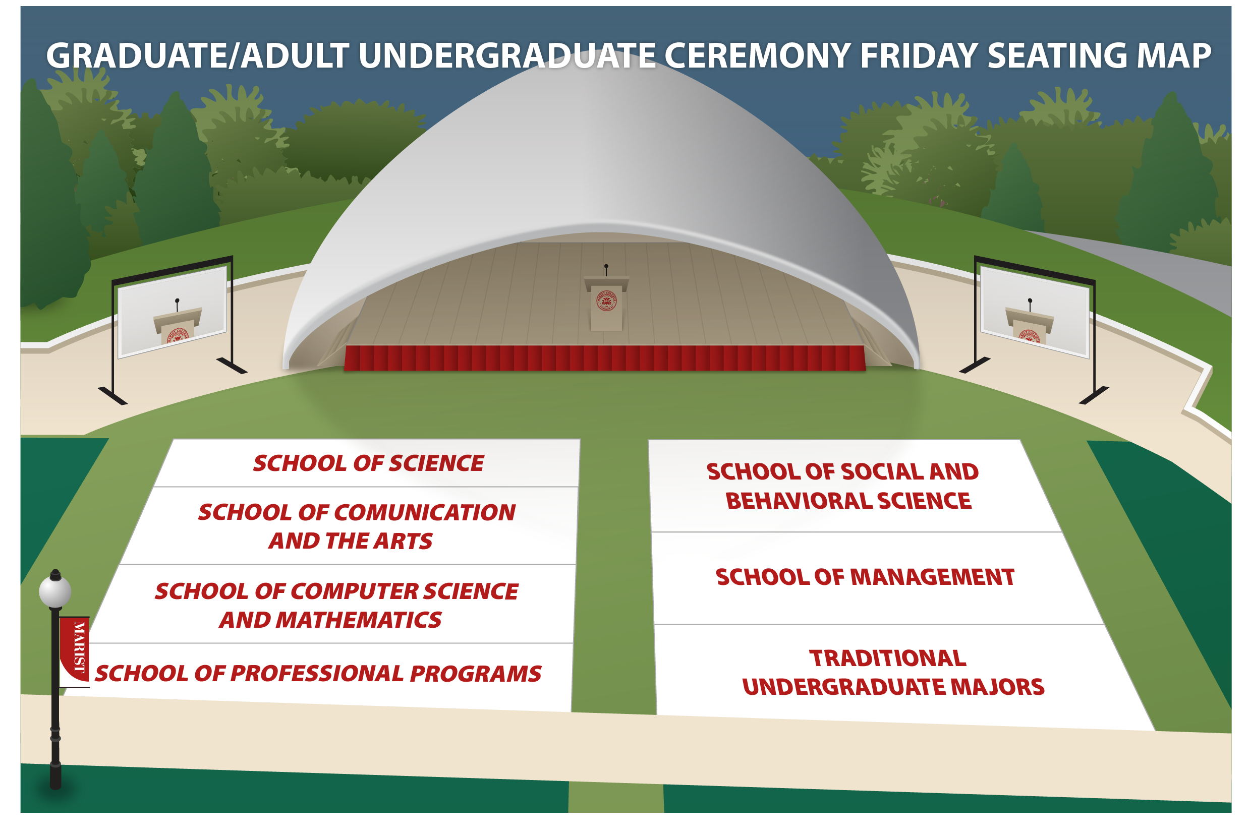 Image of the commencement seating map for Friday's ceremony.