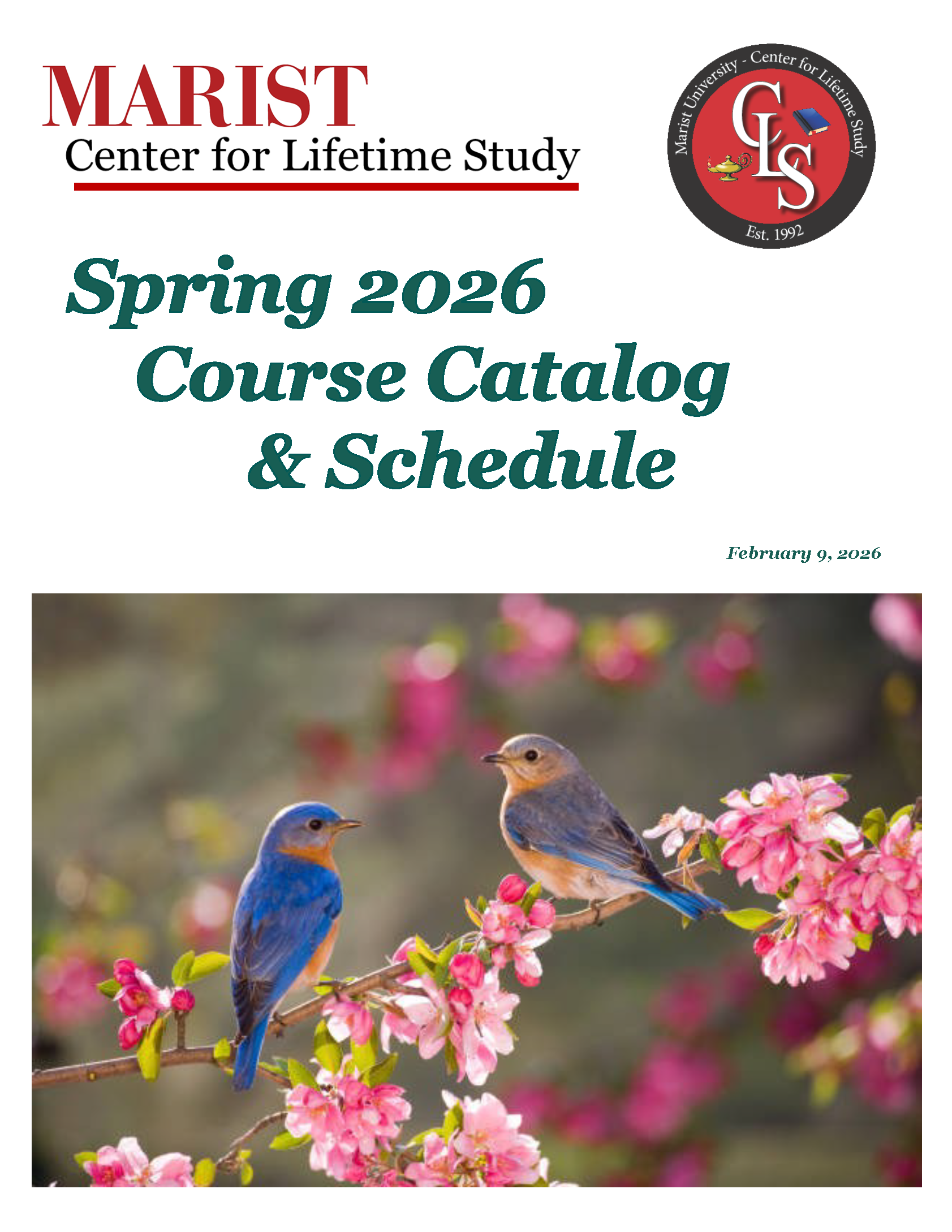 image of the cover for the CLS Spring 2026 course catalog