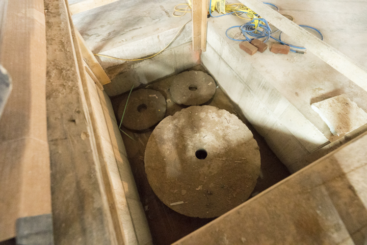 Image of large millstones found in Steel Plant during excavation