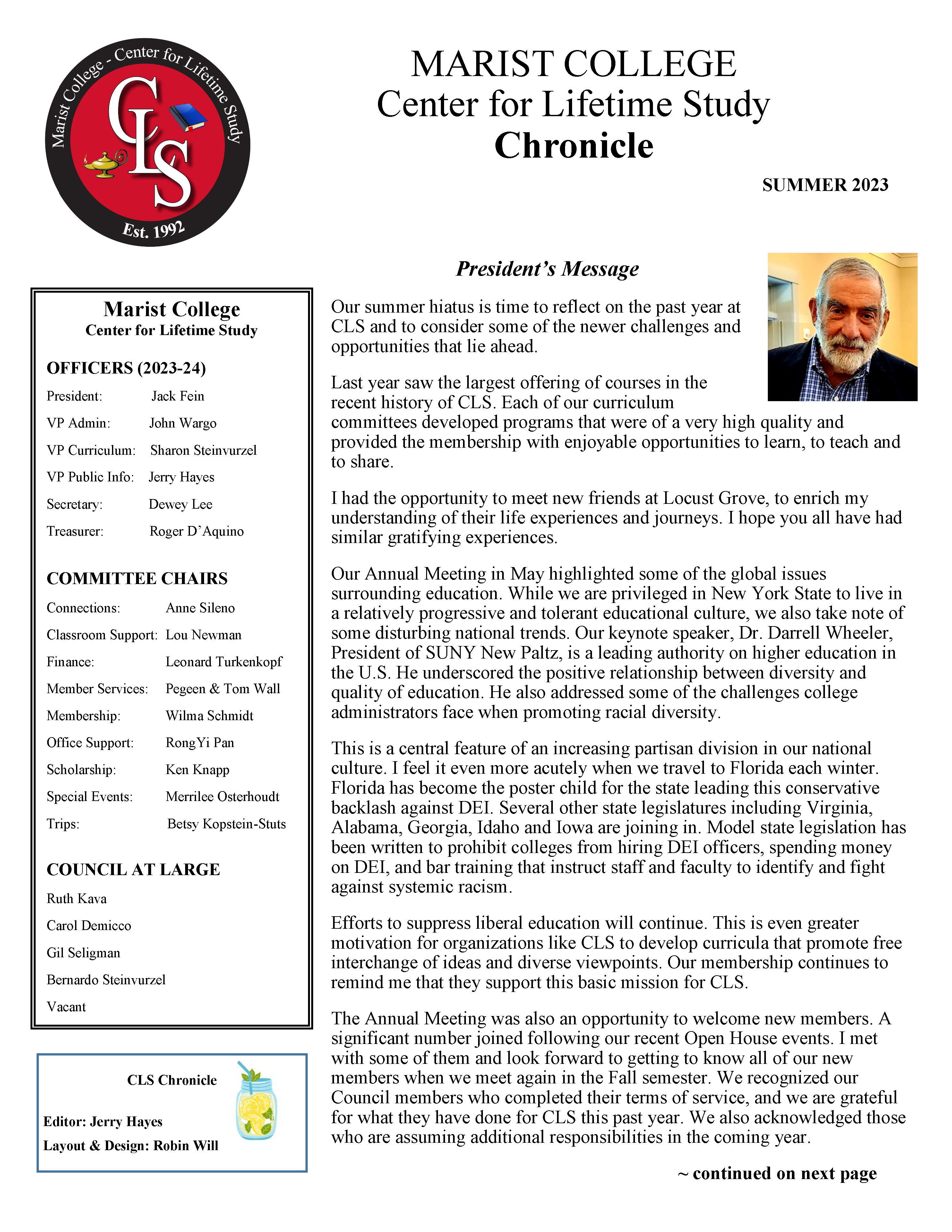 cover image of CLS's Chronicle, Summer 2023